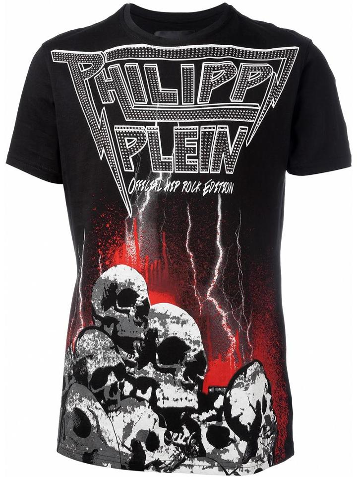 Philipp Plein T-shirt Mm Giro Tomb, Men's, Size: Large, Black, Cotton