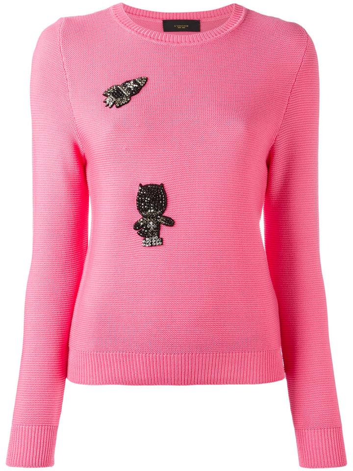 Lédition Embellished Jumper, Women's, Size: Large, Pink/purple, Cotton
