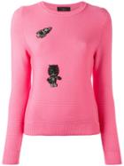 Lédition Embellished Jumper, Women's, Size: Large, Pink/purple, Cotton