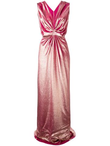 Rhea Costa Ruched Velvet Gown - Pink
