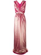 Rhea Costa Ruched Velvet Gown - Pink