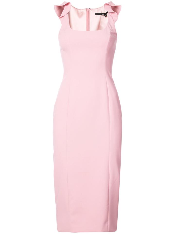 Jay Godfrey Sleeveless Ruffled Midi Shift Dress - Pink & Purple