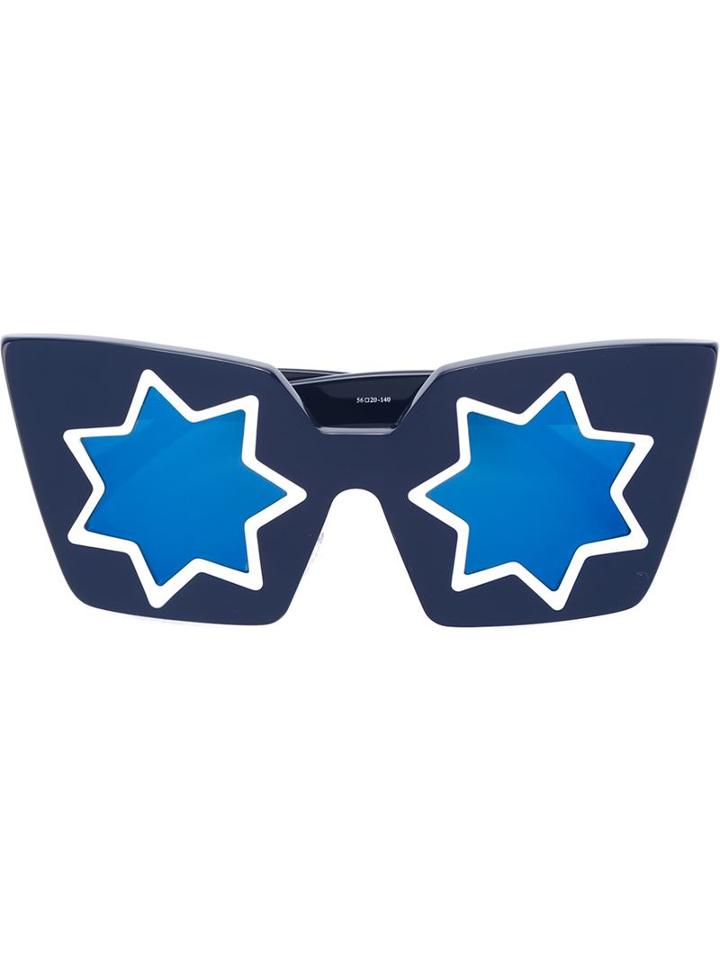 Linda Farrow Star Oversized Sunglasses, Women's, Blue, Acetate