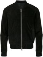 Ami Paris Suede Leather Zipped Jacket With Raglan Sleeves - Black