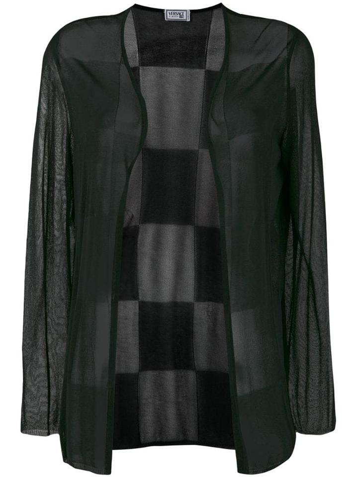 Versace Pre-owned Checked Back Sheer Jacket - Black