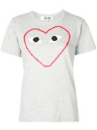 Comme Des Garçons Play Logo Heart Print T-shirt - Grey