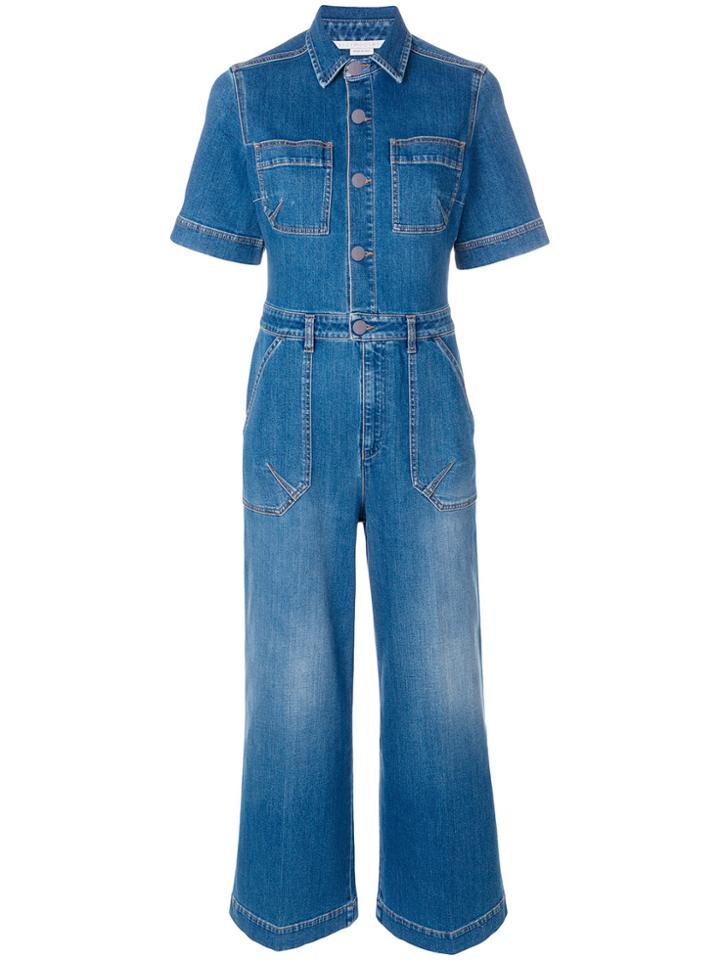 Stella Mccartney Cropped Denim Jumpsuit - Blue