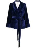Racil Tassel Tie Velvet Kimono Jacket - Blue