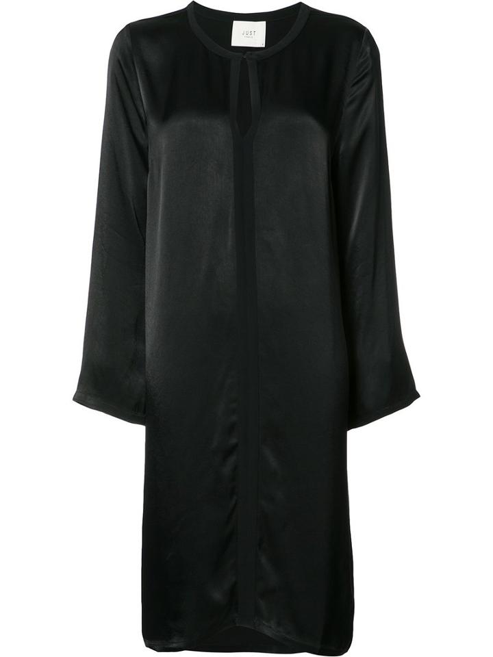 Just Female Round Neck Shift Dress, Women's, Size: Xs, Black, Viscose