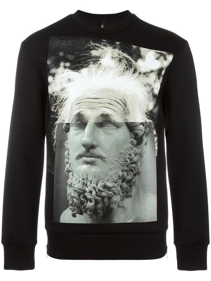 Neil Barrett Modernist Blocking Sweatshirt, Men's, Size: Large, Black, Viscose/polyurethane