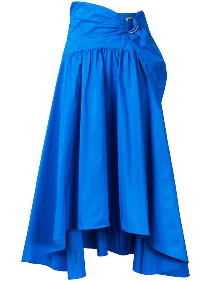 Peter Pilotto Buckle Detail Pleated Skirt, Women's, Size: 8, Blue, Polyester/cotton