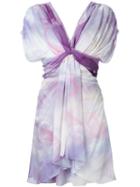 Roberto Cavalli V-neck Mini Dress, Women's, Size: 40, Pink/purple, Silk