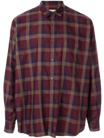 Factotum Long Sleeved Checked Shirt - Red