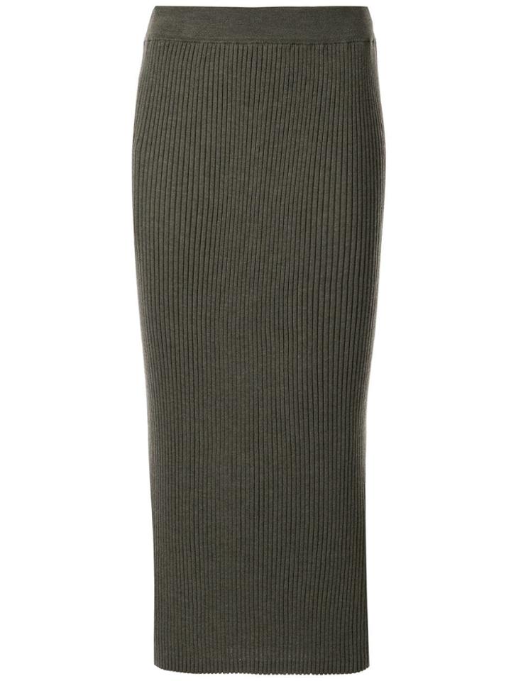 Tomorrowland Ribbed-knit Midi Skirt - Green