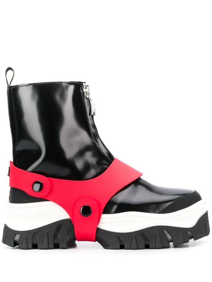 Msgm Contrast Strap Boots - Black