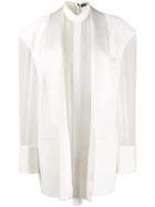 Balmain Tuxedo Sheer Sleeve Dress - White