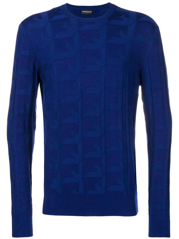 Emporio Armani Logo Knit Sweater - Blue
