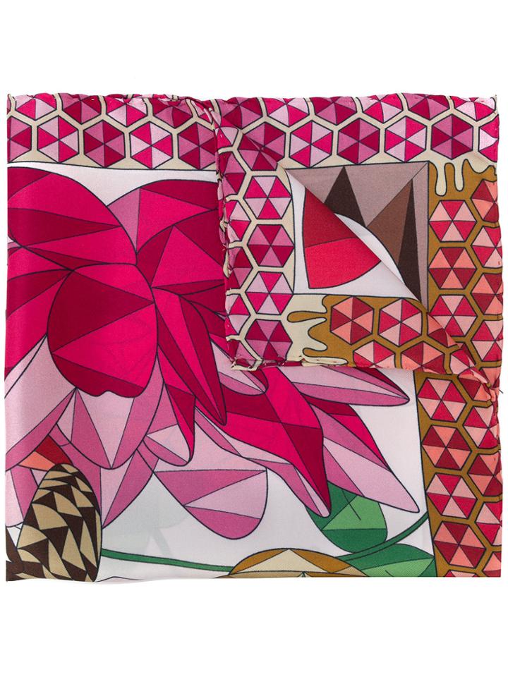 Cha Val Milano Printed Bees Scarf - Pink & Purple