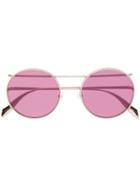 Alexander Mcqueen Eyewear Round Frame Piercing Sunglasses - Pink