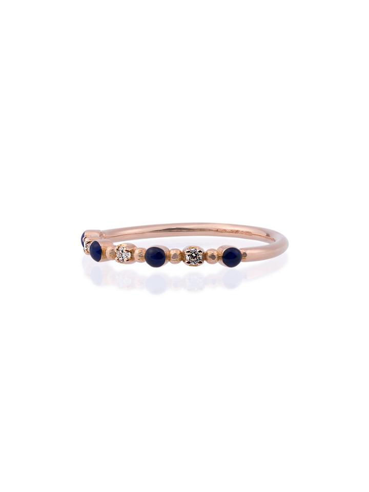 Gigi Clozeau Rose Gold Beaded Diamond Ring - Blue