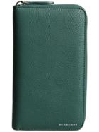 Burberry Grainy Leather Ziparound Wallet - Green