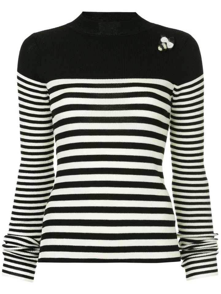 Tu Es Mon Trésor Striped Rib Knit Sweater - Black