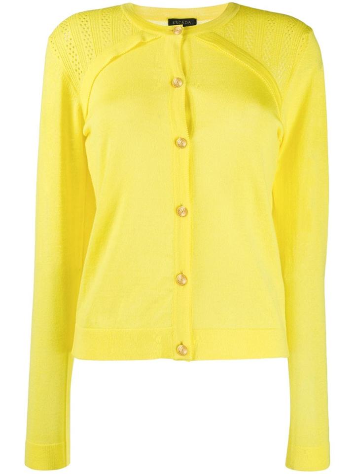 Escada Perforated Panel Cardigan - Yellow