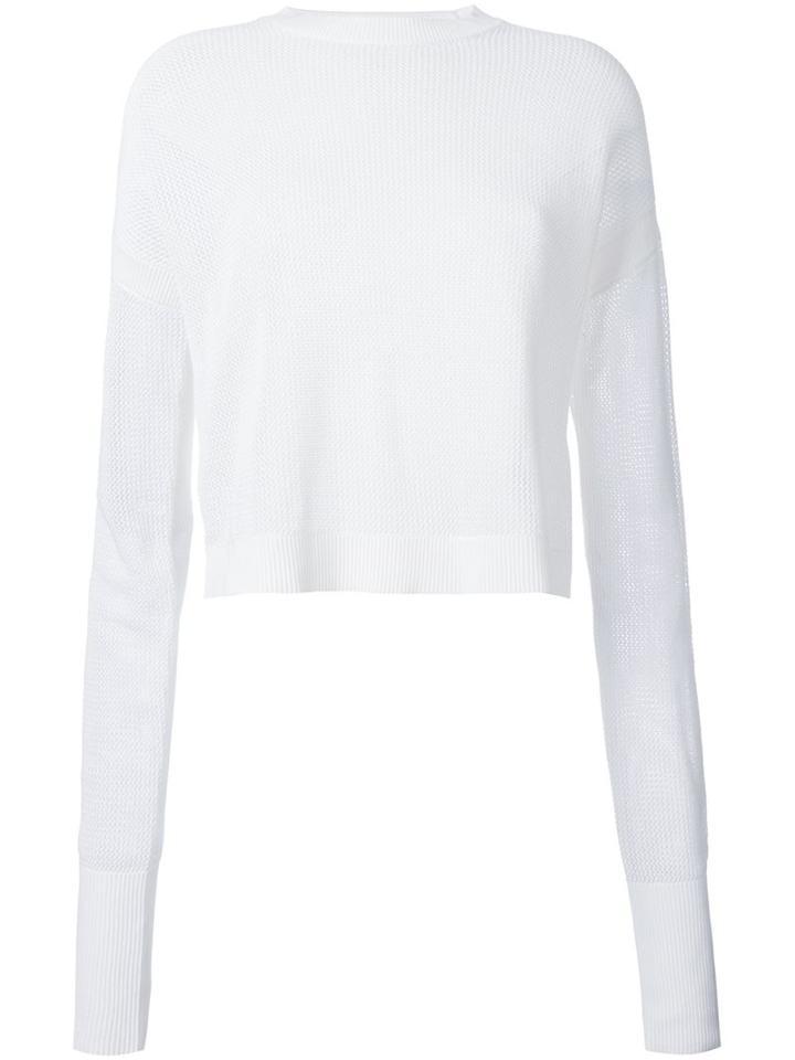 Le Ciel Bleu Mesh Knit Top, Women's, Size: 36, White, Cotton/nylon