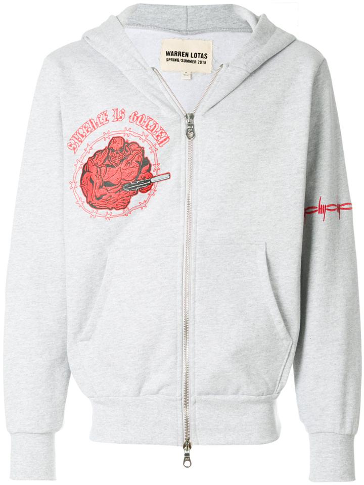 Warren Lotas Print Zipped Hoodie - Grey