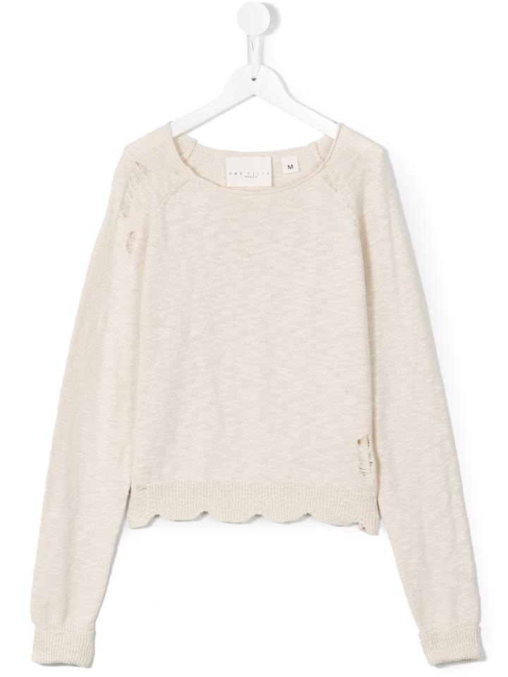 Une Fille Distressed Sweater, Girl's, Size: 14 Yrs, Nude/neutrals
