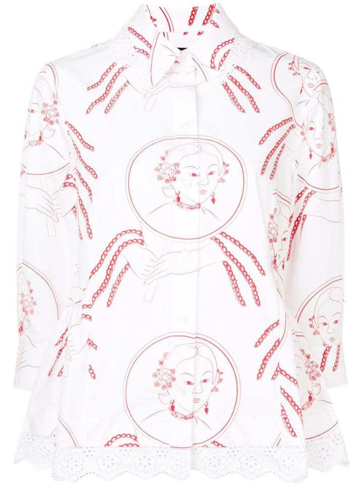 Simone Rocha Broiderie Anglaise Trimmed Shirt - White
