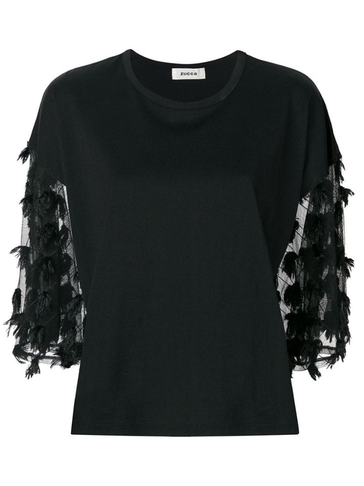 Zucca Tulle Sleeve T-shirt - Black