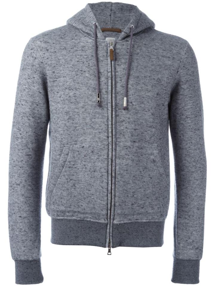 Eleventy Zipped Hoodie, Men's, Size: Medium, Grey, Cotton/polyamide/wool
