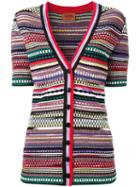 Missoni V-neck Striped Shortsleeved Cardigan, Women's, Size: 46, Nylon/polyester/viscose