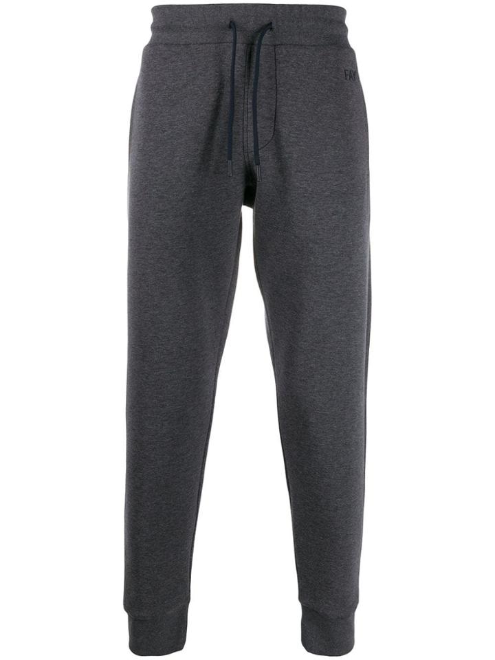 Fay Raised Logo Track Pants - Grey