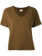 V-neck T-shirt - Women - Silk/cotton - 3, Brown, Silk/cotton, Simon Miller