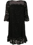 Paule Ka 3/4 Sleeve Lace Dress - Black