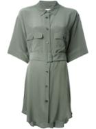 Equipment Belted Shirt Dress, Women's, Size: Medium, Green, Silk