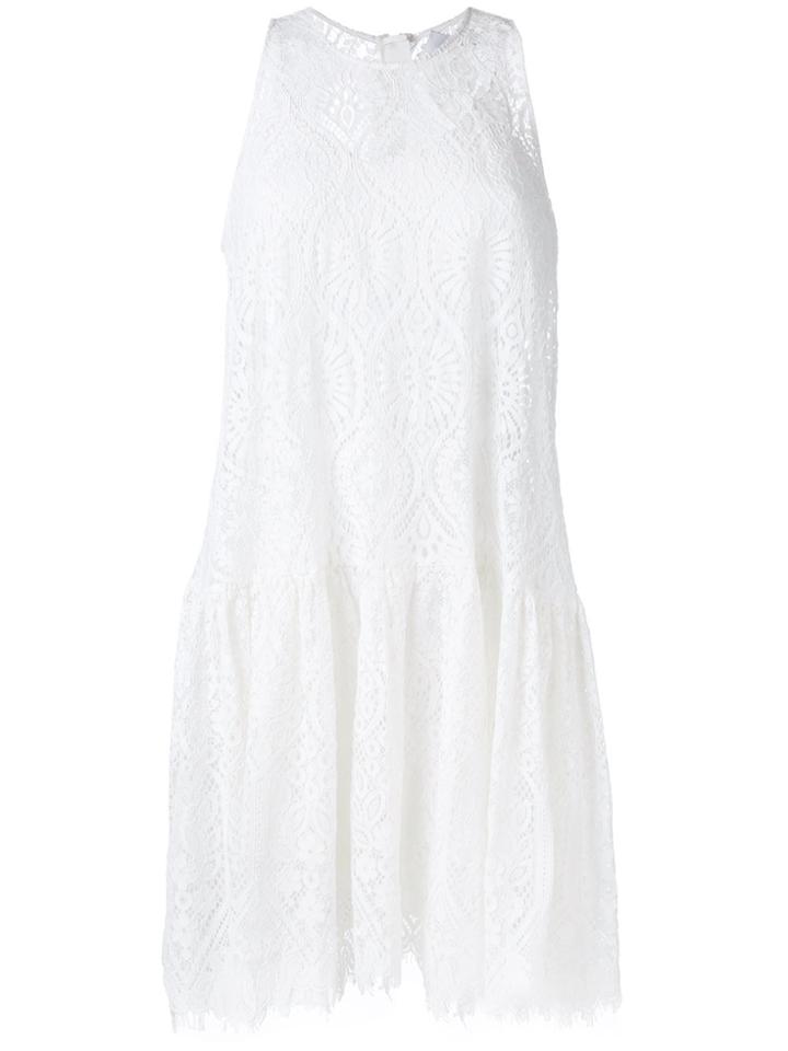 Msgm Sheer Detail Flared Dress - White