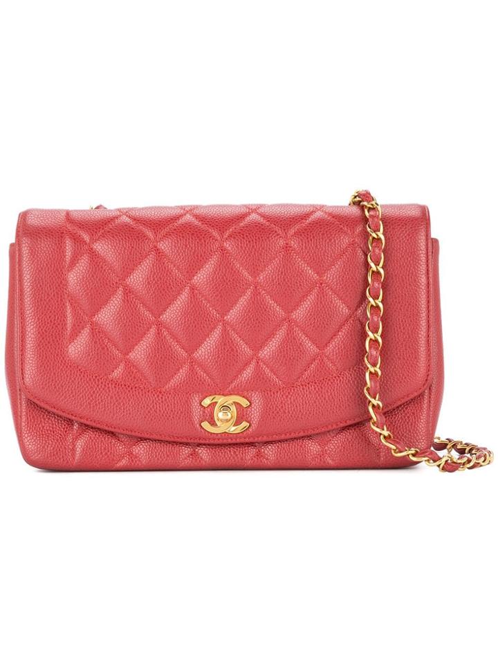 Chanel Vintage Chanel Diana Quilted Chain Shoulder Bag - Red