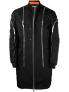 Dsquared2 Deconstructed Zipped Detail Coat, Men's, Size: 50, Black, Cotton/leather/virgin Wool