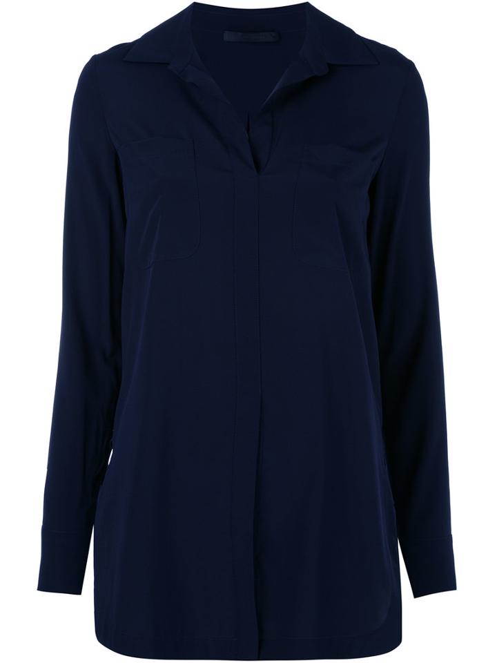 Les Copains - Fitted Blouse - Women - Silk/elastodiene - 40, Blue, Silk/elastodiene