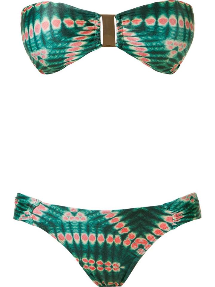 Brigitte Abstract Print Bandeau Bikini Set, Women's, Size: Medium, Green, Polyamide/spandex/elastane