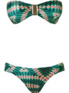 Brigitte Abstract Print Bandeau Bikini Set, Women's, Size: Medium, Green, Polyamide/spandex/elastane