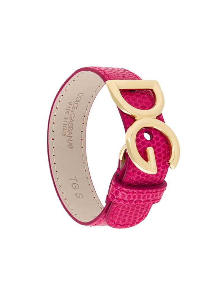 Dolce & Gabbana Logo Plaque Bracelet - Pink & Purple