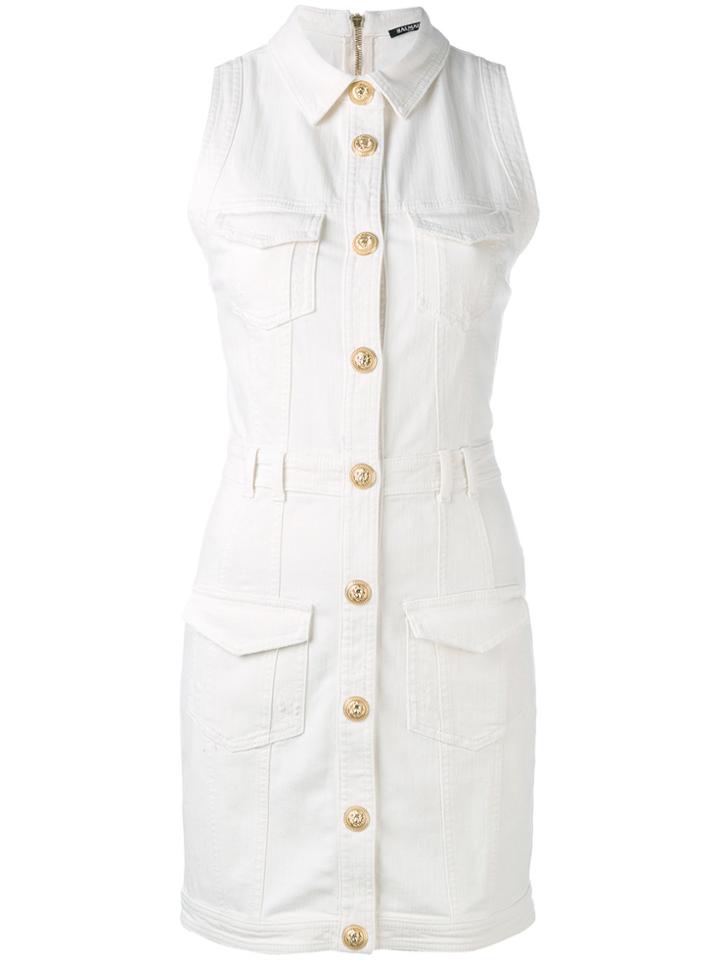 Balmain Utility Mini Dress - White