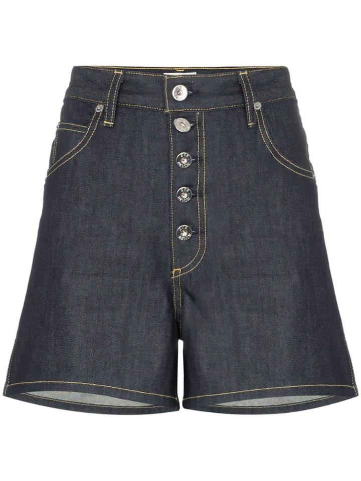 Eve Denim Leo High Waisted Denim Shorts - Blue