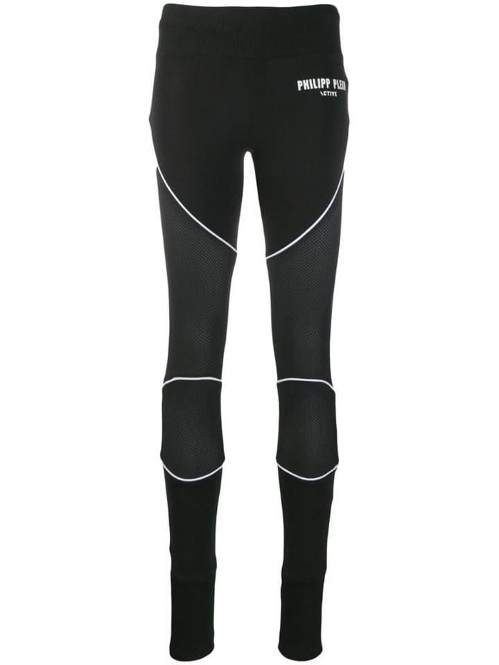 Philipp Plein Micro Mesh Panel Leggings - Black