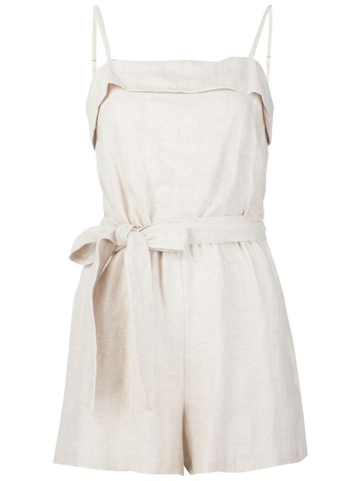 Alice+olivia Belted Playsuit, Women's, Size: 8, Nude/neutrals, Linen/flax