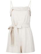 Alice+olivia Belted Playsuit, Women's, Size: 8, Nude/neutrals, Linen/flax